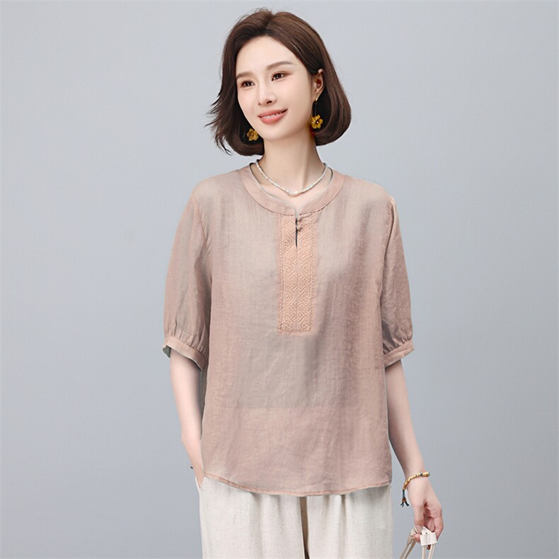 2025年夏季新款苎麻休闲上衣，女装T恤，悦见她