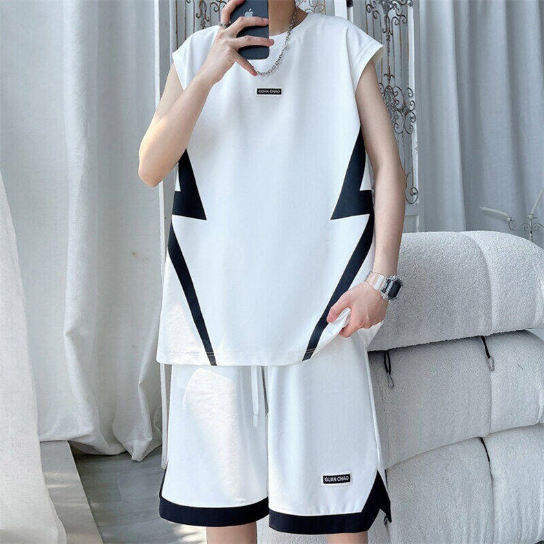 2024夏季新款旋律风车大码冰丝速干背心套装M-5XHQ24607-特P55,男装休闲套装,电商A022