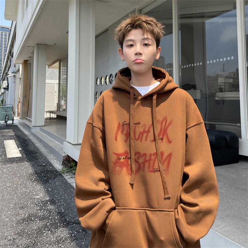 已注册/华棉春秋外景潮流小众宽松连帽卫衣男WY00182/P45加绒P50图片