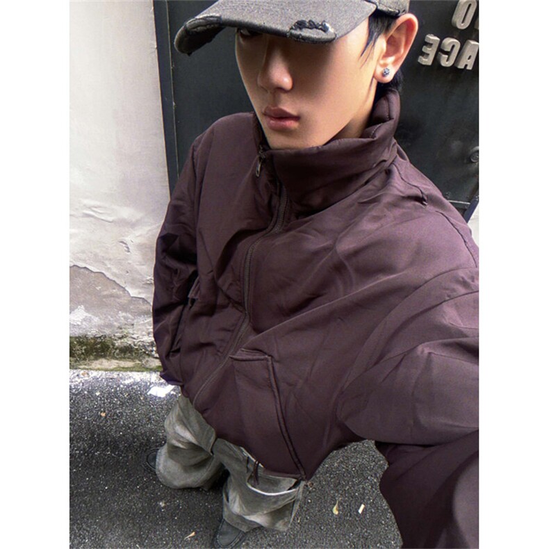 美式街头白鸭绒三防立领羽绒服男女潮牌短宽保暖外套M6048,男装羽绒服,星座1116A（原606A-3）