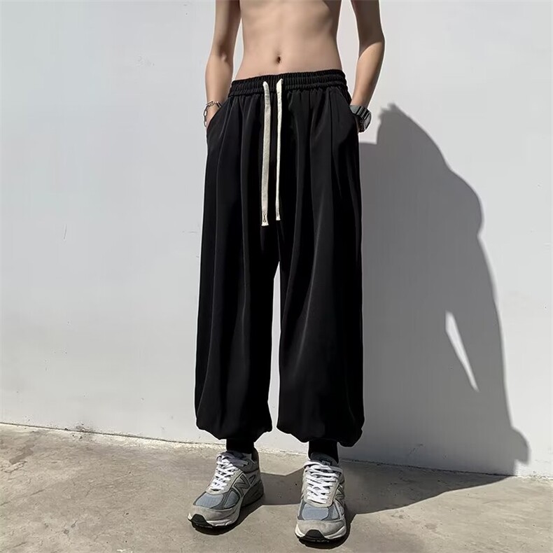 美式重磅卫裤男女春夏高街裤子阔腿灯笼裤束脚运动裤九分裤KZ056,男装休闲裤,星座601-2