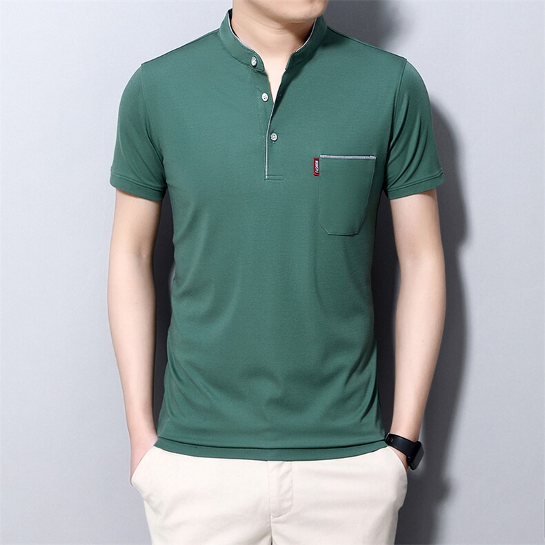 夏季新款男士翻领短袖t恤中年有领男装上衣服休闲POLO衫图片