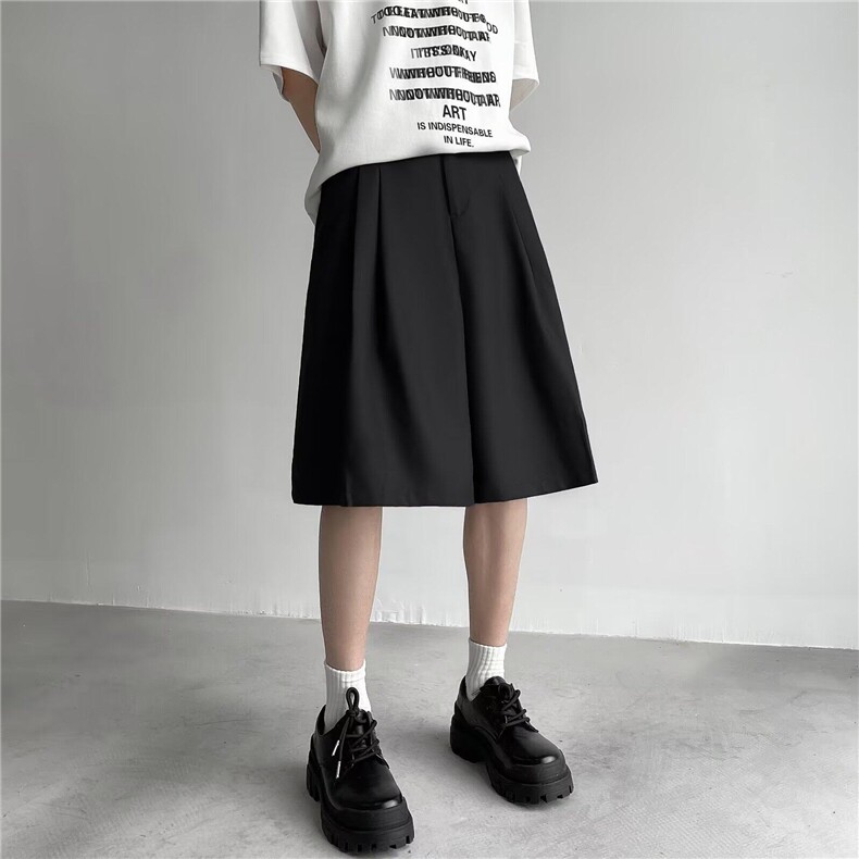 灰色西装短裤男女夏季薄款新款高腰显瘦宽松a字阔腿休闲五分裤,男装牛仔裤,星座1013