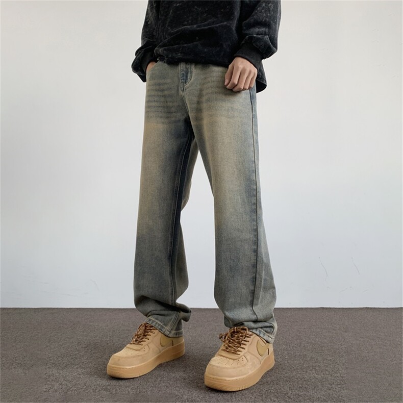 黑色软牛仔裤男vintage美式高街直筒马吉拉裤子A080-9601-P40控68,男装牛仔裤,电商A080