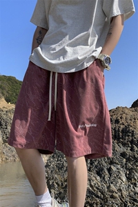 2025夏季新款灯芯绒字母绣花短裤大码 M~4XL XZ604-DK502-P35控48图片