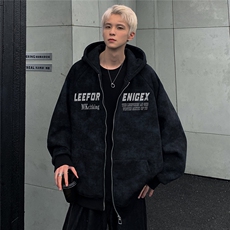 潮牌蜡染做旧开衫连帽卫衣男女同款宽松水洗夹克外套JK200-P78，男装夹克，电商C307