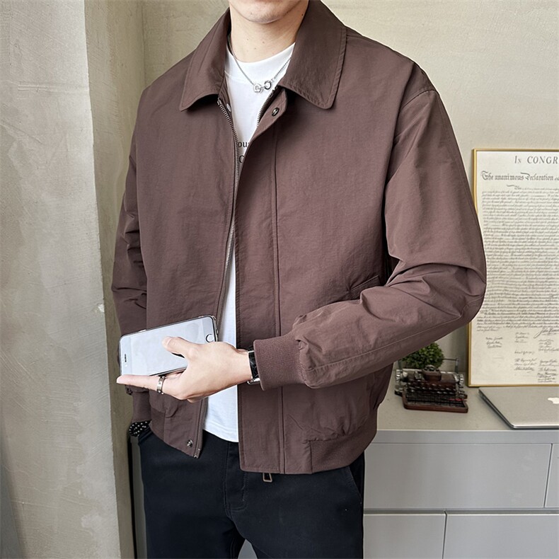 春季翻领纯色休闲夹克外套男韩版潮流百搭上衣外套JK6505-P125,男装夹克,电商A237