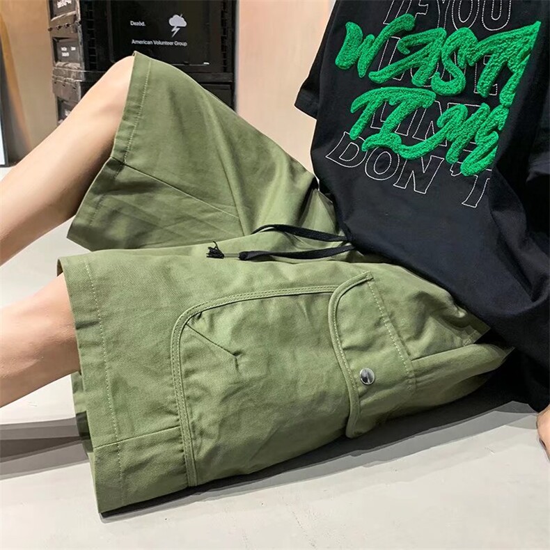 机能工装大口袋短裤男夏季潮流宽松抽绳五分休闲阔腿裤K3244-P35,男装休闲裤,星座512-2
