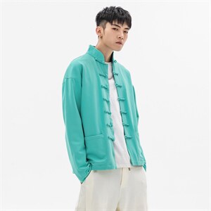 秋冬大码风加厚夹克外套立领盘扣情侣中性唐装汉服JK20/P135,男装夹克,钱塘713