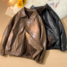 D2183-TP130控价178冬季加绒皮衣防风保暖外套男潮牌质感棉衣，男装棉衣，电商A102-1