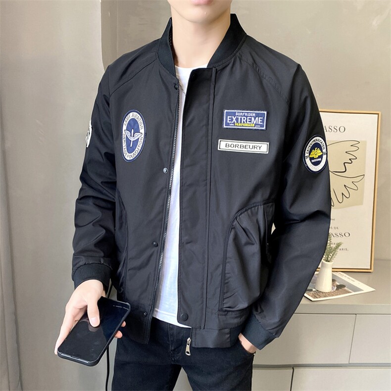 高品质秋款棒球服夹克外套男女白底平铺绣标立领XZ212-QJK068-P70,男装夹克,星座212-1