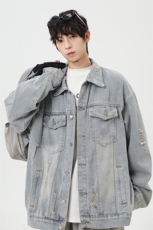 《现货主推》春季破洞牛仔夹克外套GXX03-P80控118，男装夹克，电商C303