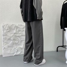 垂感西装裤男直筒宽松前开叉阔腿裤子K650P32图片