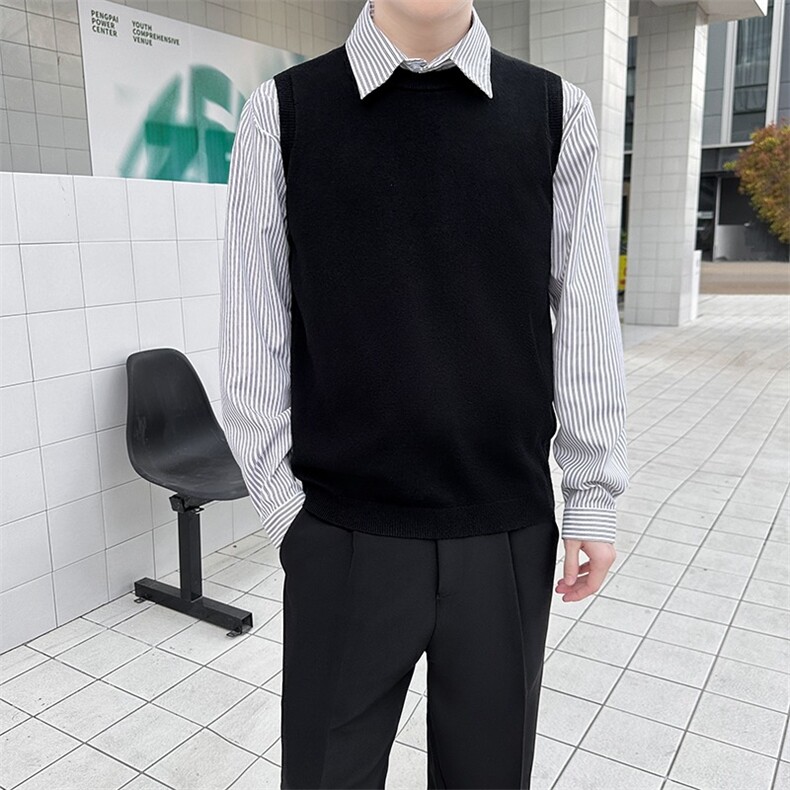 圆领纯色套头无袖毛衣男韩韩版时尚自制外搭背心马甲帅MYR05，男装背心/马甲，星座516A