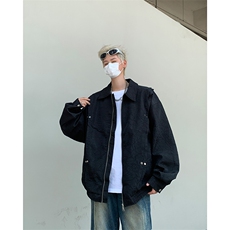 美式古着小众翻领夹克男春秋季重磅褶皱设计宽松高街帅气外套，男装夹克，星座410-7