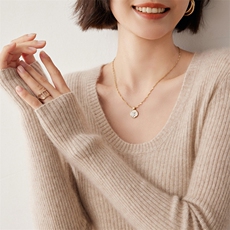 U领抽条女秋冬新款针织35%羊绒衫2024年秋冬季，女装羊绒衫，蒂暖羊绒
