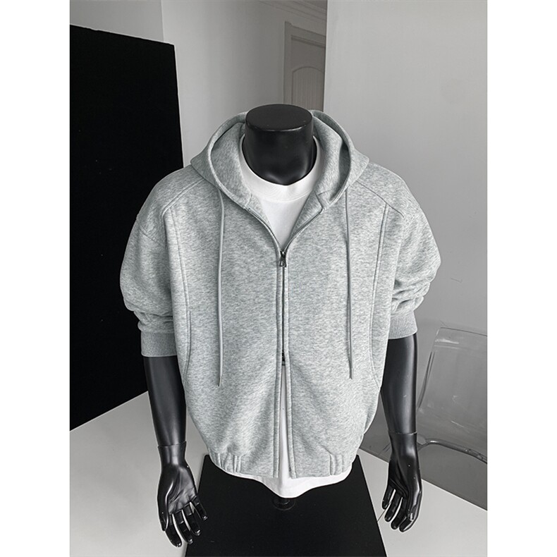 2026春季cleanfit500g重磅潮流双拉链大码卫衣男W5093特P70控128，男装卫衣，电商A001