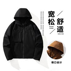 情侣户外防水夹克男机能风工装袋外套冲锋衣J91-P45小牛津，男装夹克，星座1403A
