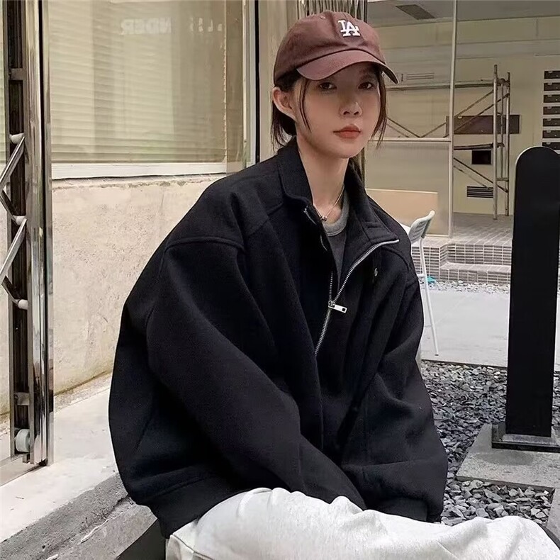 冬季美式复古立街头高级感领运动夹克开衫卫衣情侣外套男女潮,男装夹克,星座1210-1