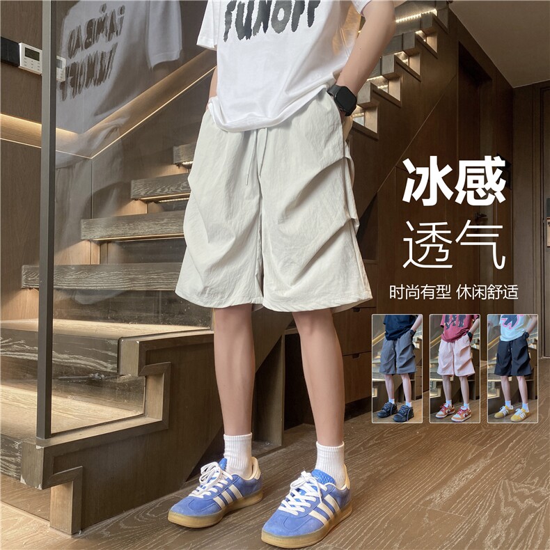 2025夏季新款褶皱设计速干宽松休闲短裤B315-K24167-特p25控48,男装牛仔裤,电商B315
