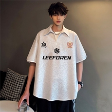 美式复古假两件质感潮牌半拉链学院风情侣POLO衫夏季短袖T308-P38，男装Polo衫，电商C307
