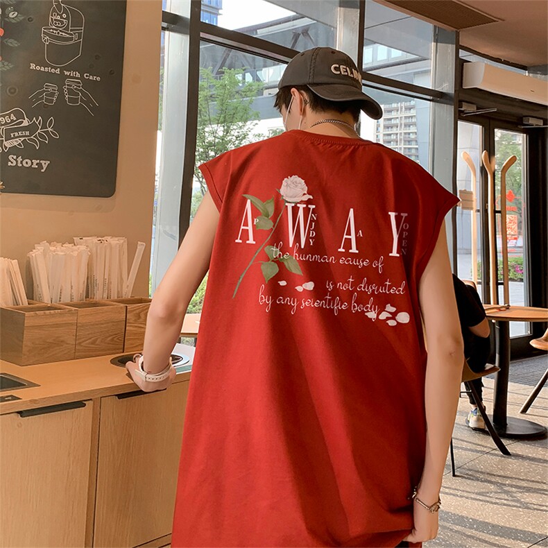 花卉藤蔓美式得物直播抖音品质纯棉250克无袖背心T恤T2517P25控39,男装T恤,电商C408(原B339-1)