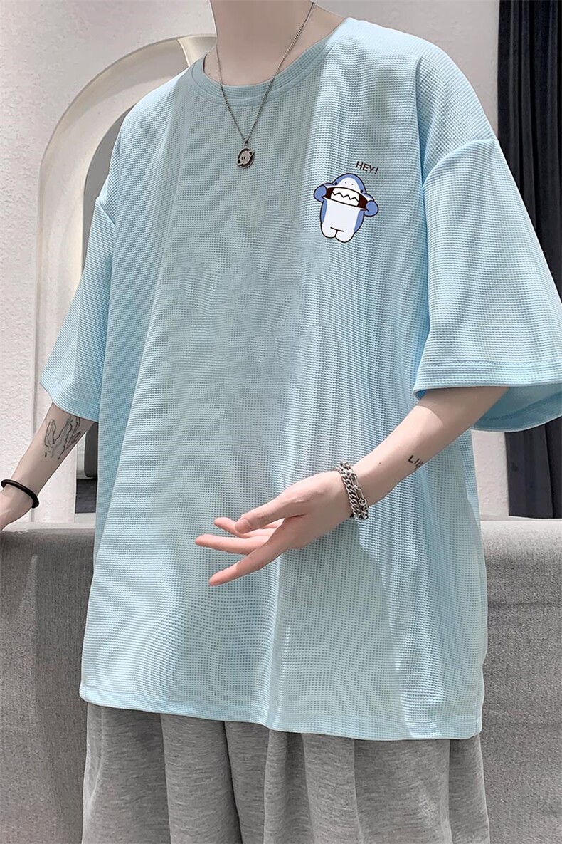 HT73167-P22华夫格t恤男短袖男大码五分袖大皂风,男装T恤,电商A040