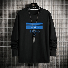 TX3033-P28加绒款-P35纯长袖t恤男大码圆领打底衫体恤网格，男装T恤，电商A040A
