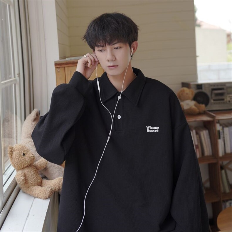 1506A/GS0050/P38日系男士卫衣polo领秋冬季潮流帅气宽松长袖,男装卫衣,星座1506A