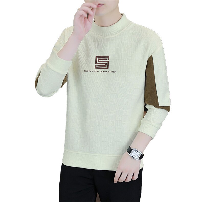 春季新款男士时尚潮流圆领拼接长袖卫衣打底衫XZ310B-2-J1123-P40,男装卫衣,星座310B-3
