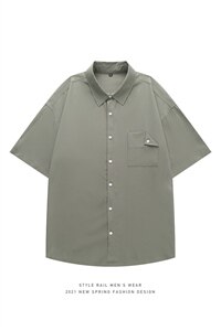2021年夏季新款纯色衬衫男白底平铺短袖衬衫DS-C407-CS302-P35图片