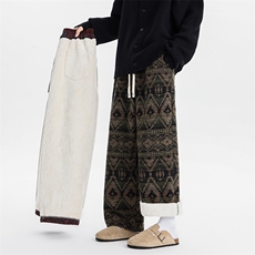 8XL-M羊羔绒裤子男冬季加绒加厚民族风重磅针织棉裤大码KZ023P78，男装民族服装，电商B312