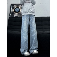 B221美式ins高街小众印花宽松直筒牛仔裤LK25576-特P45控78，男装牛仔裤，电商B221