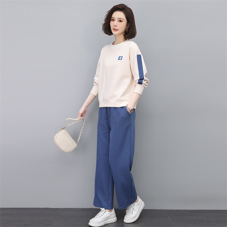 时尚休闲两件套女宽松显瘦运动套装百搭舒适长袖卫衣阔腿裤秋季新款,女装套装/套裙,依恋蒂丝