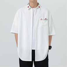 夏装刺绣短袖衬衫男宽松休闲衬衣CS605P35，男装T恤，电商C323