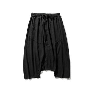 夏大码港风工装裤哈伦阔腿裤暗黑风八分米短裤风 K78/P55图片