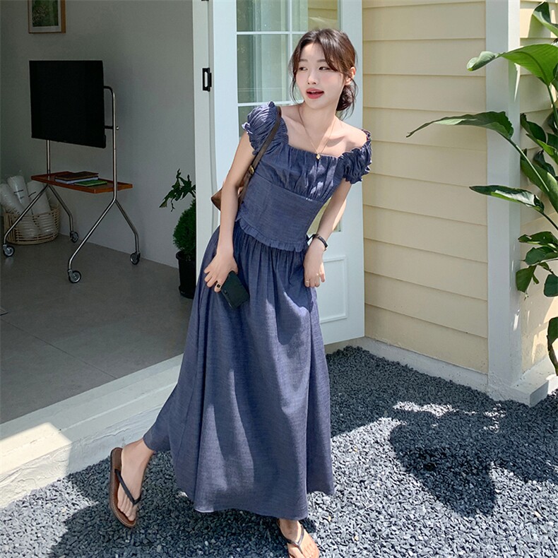 休闲风女装拼接蓝色小众短袖时尚套装套装法式吊带显瘦气质夏季,女装套装/套裙,2C159