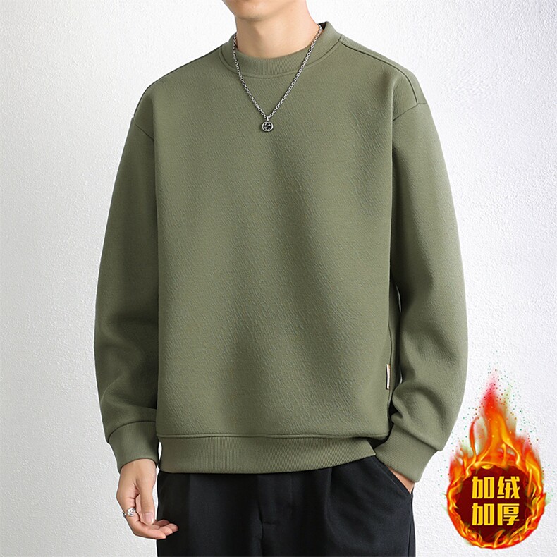 卫衣男秋冬纯色休闲时尚圆领一体绒加绒加厚针织衫卫衣25001-P58图片