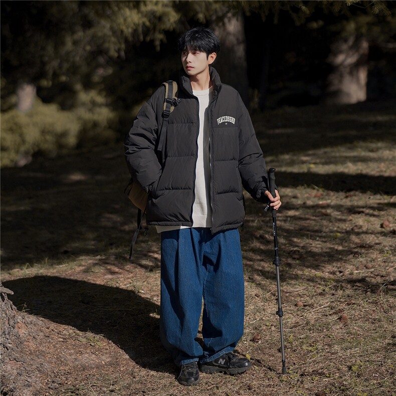 新疆山系港风冬季字母印花宽松立领棉服A247-MY1254特批85控138,男装棉衣,电商A247