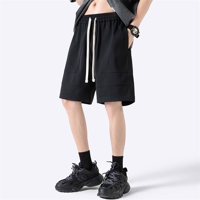 夏季新款冰丝垂感短裤无影墙休闲裤男免烫宽松凉感K23202-P39控58,男装牛仔裤,星座717