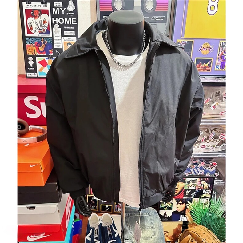 假模主推 美式高街宽松短款行政棉服夹棉翻领夹克男 D392 特P55图片
