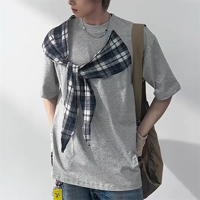 拼接设计感打结纯棉短袖ZX0163-P40,男装T恤,星座313A(原308A-2)