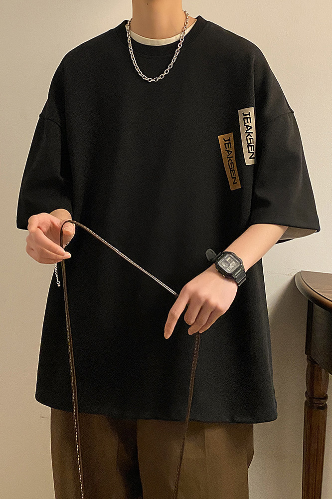 2023夏季新品宽松休闲短袖学生百搭上衣圆领T恤JK23219-p28-控39,男装T恤,星座605(原A050)