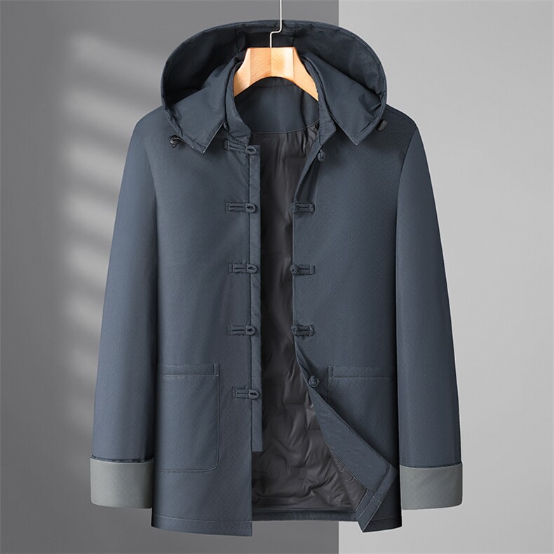 冬季风可脱卸帽加厚90%白鸭绒保暖唐装羽绒服CF939-P255，男装羽绒服，星座1105-3