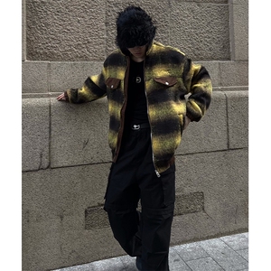 博主图不拿货cleanfit外套男毛呢撞色呢料夹克MJK01-P105图片
