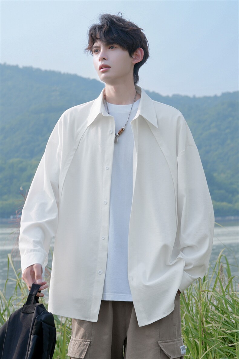 CD5477改长袖C5467春季2026时尚潮流拼接衬衫宽松外套男特P30控58,男装衬衫,电商A001