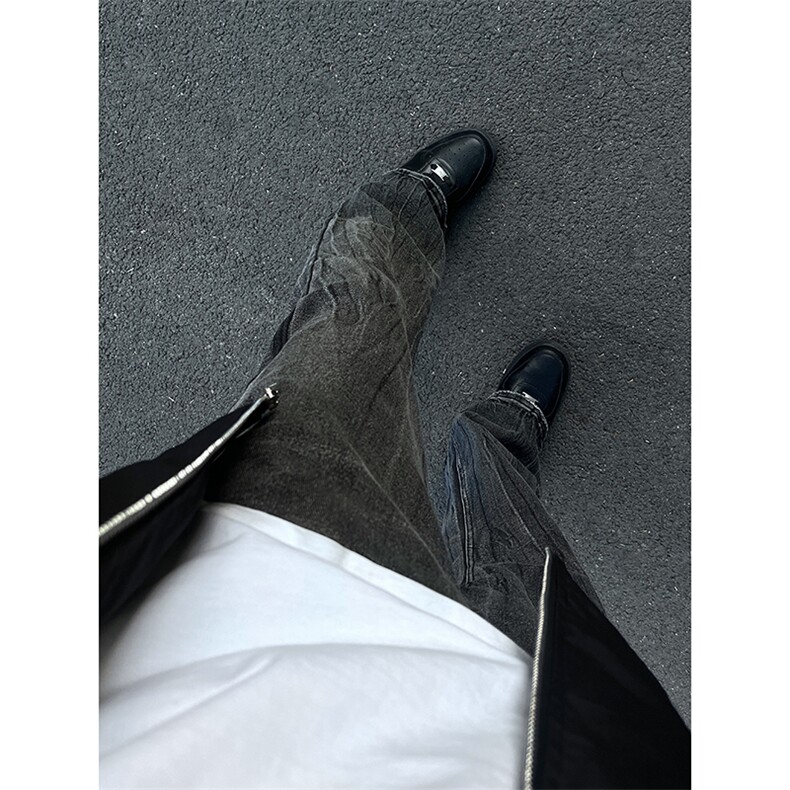 B221美式ins高街暗黑重工艺宽松微喇牛仔裤LK23128-P60控78,男装牛仔裤,电商B221