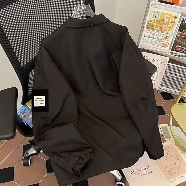 美式潮牌工装飞行户外夹克男冲锋衣外套春季新款纯色立领上衣登山,男装夹克,星座506A