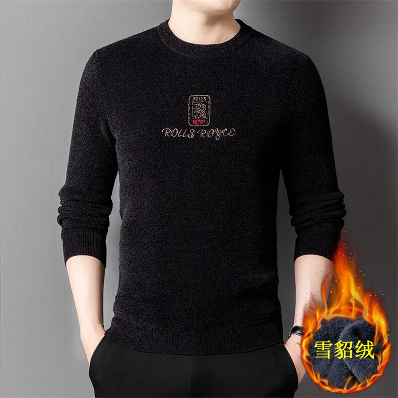 BJ7615钱塘2020-2时尚休闲圆领冬季厚款中年男士针织衫毛衣P75图片