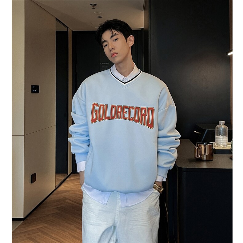 2025秋新款美式复古球衣V领男运动套头卫衣GW052-P55-控78,男装卫衣,星座216(原A116)